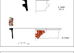 Dessin de mobilier : amphore agathoise et céramique ibérique peinte©E. Gomez